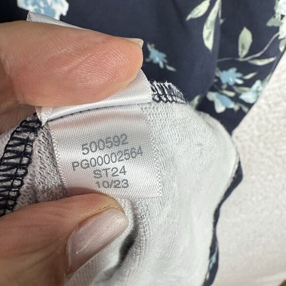 Garnet Hill XL Sweatshirt Dress Navy Floral Cotton Tencel Blend Cozy Casual - Picture 9 of 14